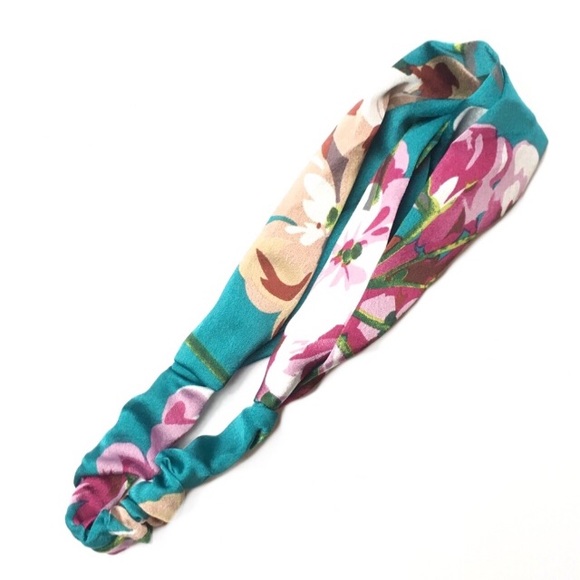Teal Floral Boho Twist Headband - Picture 6 of 8